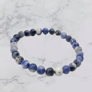 Sodalite Beaded Stretch Bracelet Handmade SZ 7”
